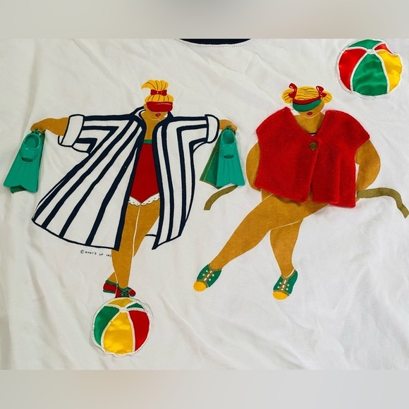 Vintage What's Up Oversized Artsy T-shirt Nautical Themed Size L Women at Beach - Picture 8 of 10